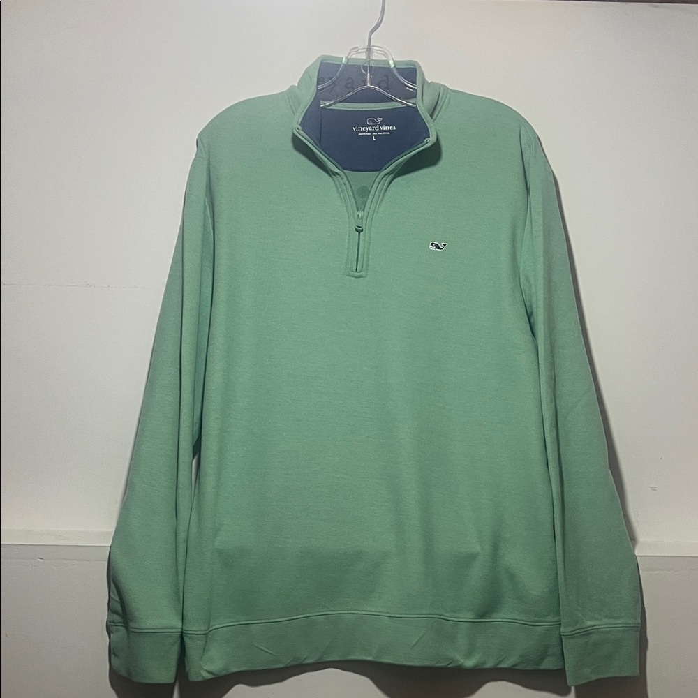 Vineyard Vines Men's Light Green Zip-Up Sweater